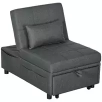 4-in-1 daugiafunkcė išskleidžiama sofa, transformuojamas krėslas-lova su reguliuojamu atlošu ir pagalve