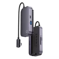 Šakotuvas HUB 6in1 Baseus PadJoy Series USB-C - USB 3.0 + HDMI + USB-C PD + AUX 3.5mm + SD/TF – pilkas