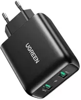 Greitas įkroviklis UGREEN, 2xUSB-A, 18W, PD 3.0 EU (juodas)