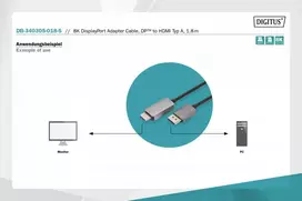 Digitus DB-340305-018-S vaizdo kabelio adapteris 1,8 m DisplayPort HDMI Juoda
