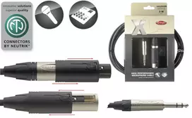 Audio kabelis Stagg Neutrik 6.35mm Jack TRS - XLR 3m (dvilypė XLR jungtis)