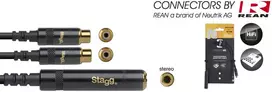 Adapteris Stagg REAN 6,3mm Jack/f - 2 x RCA/f 10 cm