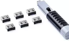 Šakotuvas Smart Keeper Smartkeeper SMARTKEEPER Basic USB prievado užraktas 6 - 1x raktas + 6x dangtelis, juodas