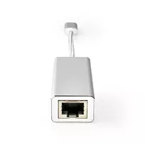 Nedis USB adapteris USB 3.2 Gen 1 USB-C™ vyriškas – RJ45 moteriškas, 1Gbps, 0,20 m, apvalus, paauksuotas, pintas / nailonas, sidabras