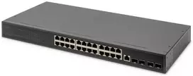 Šakotuvas Jungiklis Digitus Digitus Tinklo jungiklis, 24 prievadai 10/100/1000 + 4SFP+ UPLINK, 19 colių serverio stovams, L2+ funkcija