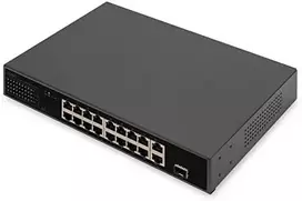Šakotuvas Digitus | 16 prievadų greito Ethernet PoE komutatorius | DN-95355 | Nevaldomas | Montuojamas į stelažą | 10/100Mbps (RJ-45) jungčių kiekis: 16 | SFP jungčių kiekis: 1