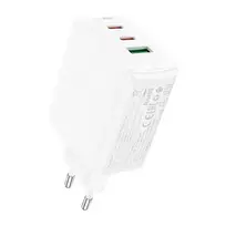 Acefast A41 sieninis įkroviklis, 2x USB-C + USB, GaN 65W (balta)