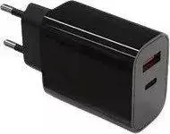TB Įkroviklis jungiama į tinklą 2x3A USB C + USB A Power Delivery juoda