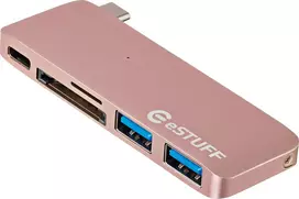 HUB USB eStuff 1x SD 1x Micro SD + 3x USB-A (ES84121- ROSE)