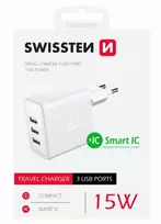 Įkroviklis tiekimui Swissten Smart IC Travel 3x USB-A 3A (22052100)
