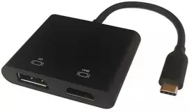 USB-C MST jungčių stotelė DELTACO 2x 4K/60Hz, HDMI + DP, juoda, 0,1m / USBC-HDDP
