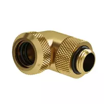 „Barrow“ daugiasvirtis adapteris, 90 laipsnių G1/4 colio vidinis sriegis ir 14 mm išorinio skersmens kietasis vamzdis, pasukamas, aukso spalvos