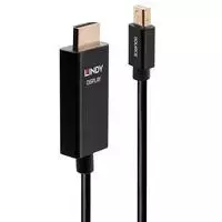 Adapteris - LINDY Mini DisplayPort į HDMI Kabelis, 4096x2160@60Hz, 2 m, Juodas