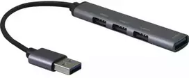 HUB USB helos Helos HUB, 4in1 USB-A 3.0 St./3x USB-A 2.0 Bu. + 1x USB-A 3.0 Bu., spacegrau hochwertiges Aluminiumgehäuse , bis zu 5Gbit/s dank USB 3.0 Standard , Plug & Play , USB-A 3.0 St. HUB mit 3x USB-A 2.0 Bu. und 1x USB-A 3.0 Bu. , PREMIUM , CE-zer
