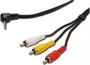 Kabelis PremiumCord Jack 3,5 mm - RCA (Cinch) x3 1,5 m juoda (kJack4cin)