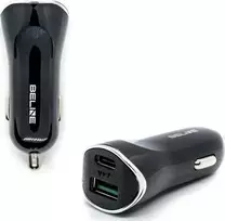 BELINE CAR CHARGER 1XUSB AND 1XUSB-C 5A 30W Juodas