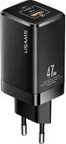 USAMS Tinklo įkroviklis T41 USB-C+USB GaN 47W PD+QC (only head) Fast Charging juodos spalvos CC137TC01 (US-CC137)