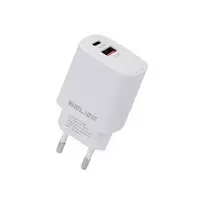 Beline įkroviklis 1x USB-C + 1x USB 30W baltos spalvos (tik antgalis) PD 3.0 + QC 3.0 BLN2CW30 GaN