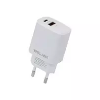Beline Laidinis įkroviklis 1x USB-C + 1x USB 20W baltos spalvos (only head) PD 3.0 + QC 3.0 BLN2CW20