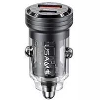 USAMS automobilinis įkroviklis C35 USB+USB-C 45W Fast Charge juodos spalvos CC175CC01 (US-CC175)