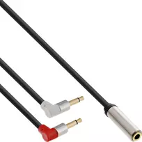 Kabelis InLine ® Comment Juostos ausinių adapteris kabelis, 2x 3.5mm M - 3.5mm F 3pin, 1m