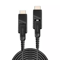 HDMI Laidas - LINDY Šviesolaidinis Hibridinis Micro-HDMI 4K60 Laidas, 18Gbps, Atsparus Micro-HDMI, HDMI, DVI, 30 m, Juodas