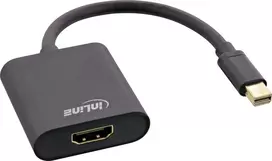 InLine Cable ® Mini DisplayPort HDMI adapteris aliuminis su garsu, 4K/60Hz, juodas, 0,15 m