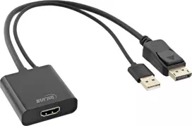 Kabelis InLine DisplayPort - HDMI 0.3m juoda (17169P)