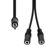 Kabelis ProXtend Mini-Jack 3-Pin to 2x 2-Pin Cable M-F Juodas 20cm
