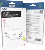 Wave Banginio tinklo įkroviklio adapteris 2 x USB, 3,1 A, baltas