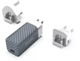 Energizer Ultimate – kelių kištukų ES / JK / JAV GaN USB-C ir USB-A 65 W PD tinklo įkroviklis (sidabras)