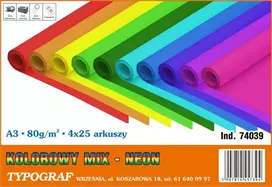 Typograf A3 / 80 G POPIERIAUS TIPO NEON 25 X 4 SPALVOS (100)