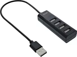 HUB USB InLine ® USB 2.0 4-Port Hub, Type-A patinas yra 4x Taip-A moteris, juoda, 30cm, Slim dizainas