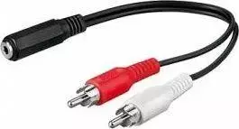 Kabelis PremiumCord Jack 3.5mm - RCA (Cinch) x2 0.2m juoda (kjackcinb02)