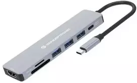 Adapteris AV Conceptronic CONCEPTRONIC Dock USB-C->HDMI,USB3.0,100WPD 7-in-1 0.25m gr