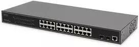 Šakotuvas „Digitus“ jungiklis „Digitus“ 24 prievadų valdomas Gigabit Ethernet PoE L2 jungiklis
