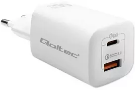 Įkroviklis Qoltec GaN Ultra (50765) 65W USB-C / USB (baltas)