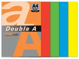 Spalvotas popierius Double A, 80g, A4, 100 lapų, Rainbow 5, 5 spalvų