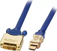 Kabelis Lindy HDMI - DVI- D 0,5 m mėlyna