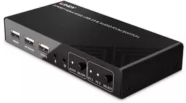 KVM Switch - LINDY 2 Prievadų HDMI 4K60, USB 2.0 ir Garso KVM Switch, Juodas