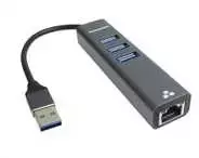HUB USB PremiumCord PREMIUMCORD Adaptér USB3.0 - LAN RJ45 ETHERNET 10/100/1000MBIT + 3x USB3.0 port