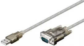 Goobay USB nuoseklusis RS232 keitiklis, skaidrus 1,5 m, USB 2.0 jungtis (A tipas) > D-SUB/RS-232 jungtis (9 kontaktų)