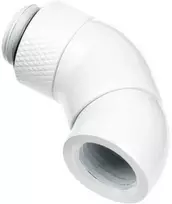 „Alphacool“ kampinis adapteris, 45 laipsnių, dvigubas, pasukamas, G1/4 lizdas į G1/4 lizdą, baltas