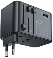 Daugiafunkcis kelioninis sieninis įkroviklis Acefast Z1, 2xUSB-A, 3xUSB-C, GaN, 67W, US/ES/UK/AU (juodas)