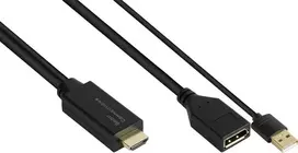 Good Connections Adapteris AV Alcasa Alcasa HDMI-AD22 kabelio adapteris 0,3 m HDMI Type A (Standartinis) DisplayPort Juodas