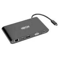 „Tripp Lite“ USB-C dokas, dvigubas „Ekranas“ – 4K HDMI/mDP, VGA, USB 3.2 Gen 1, USB-A/C šakotuvas, GbE, atminties kortelė, 100 W PD įkrovimas