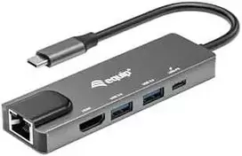Equip 133489 knyginių kompiuterių dokas / jungčių replikatorius Vielinis USB 3.2 Gen 1 (3.1 Gen 1) Type-C Pilka