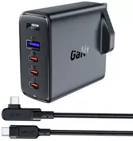 Acefast Fast įkroviklis GaN UK 100W Power Delivery 3x USB C 1x USB – juodos spalvos