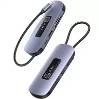 USAMS šakotuvas HUB 6in1 2xUSB 3.0/TF/SD/ USB-C/HDMI PD100W pilkos spalvos SJ642HUB01 (US-SJ642)