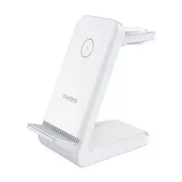 Belaidis įkroviklis CHOETECH, 15W, 3in1, baltas su stovu